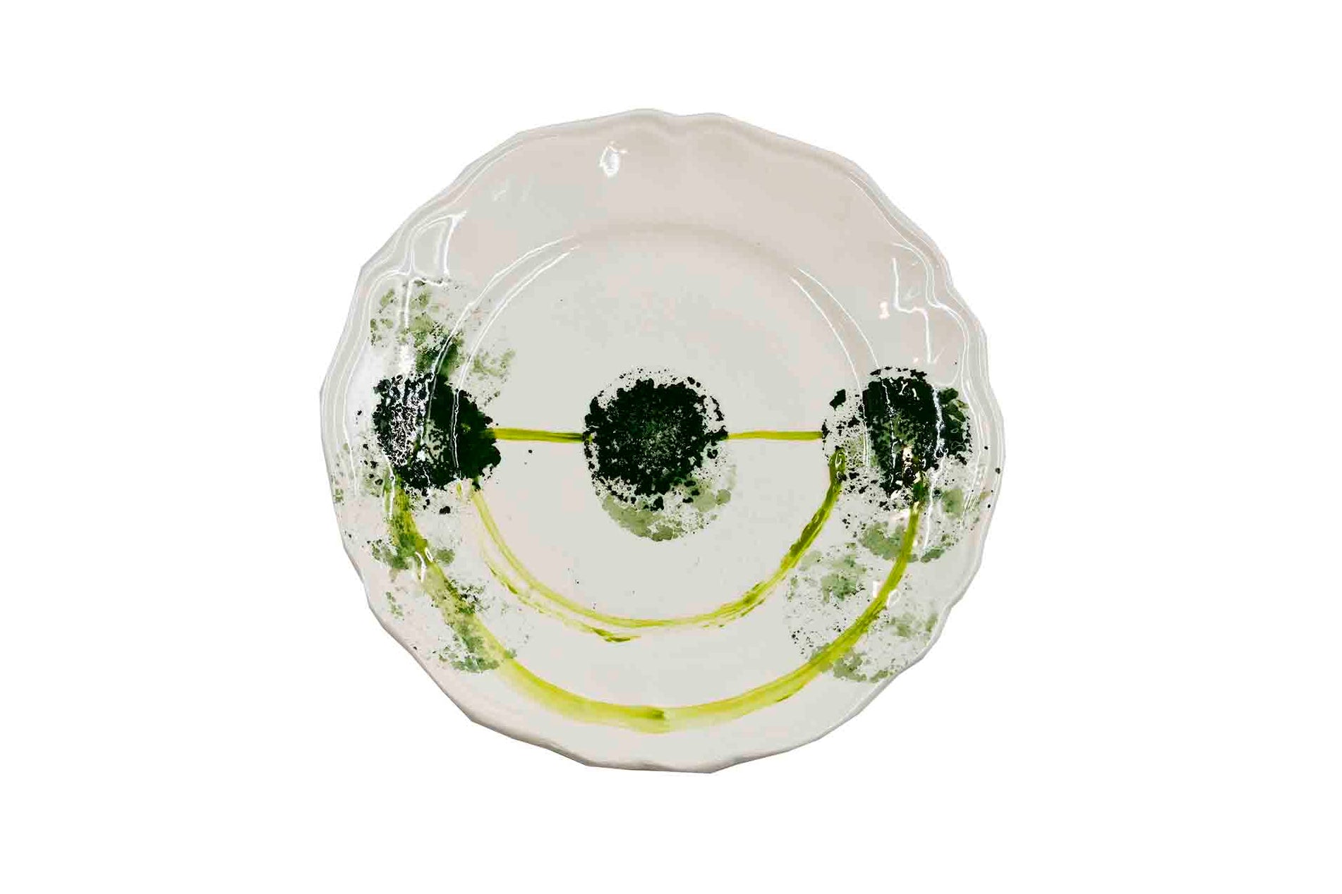 Piatto da Tavola "Sim" in Ceramica Pennellata | Ø 20cm - Verde sorriso