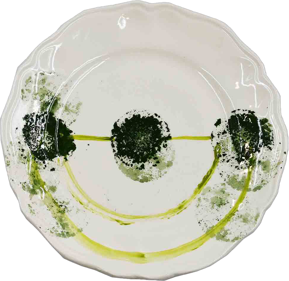 Piatto da Tavola "Sim" in Ceramica Pennellata | Ø 20cm - Verde sorriso