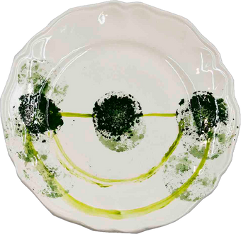 Piatto da Tavola "Sim" in Ceramica Pennellata | Ø 20cm - Verde sorriso