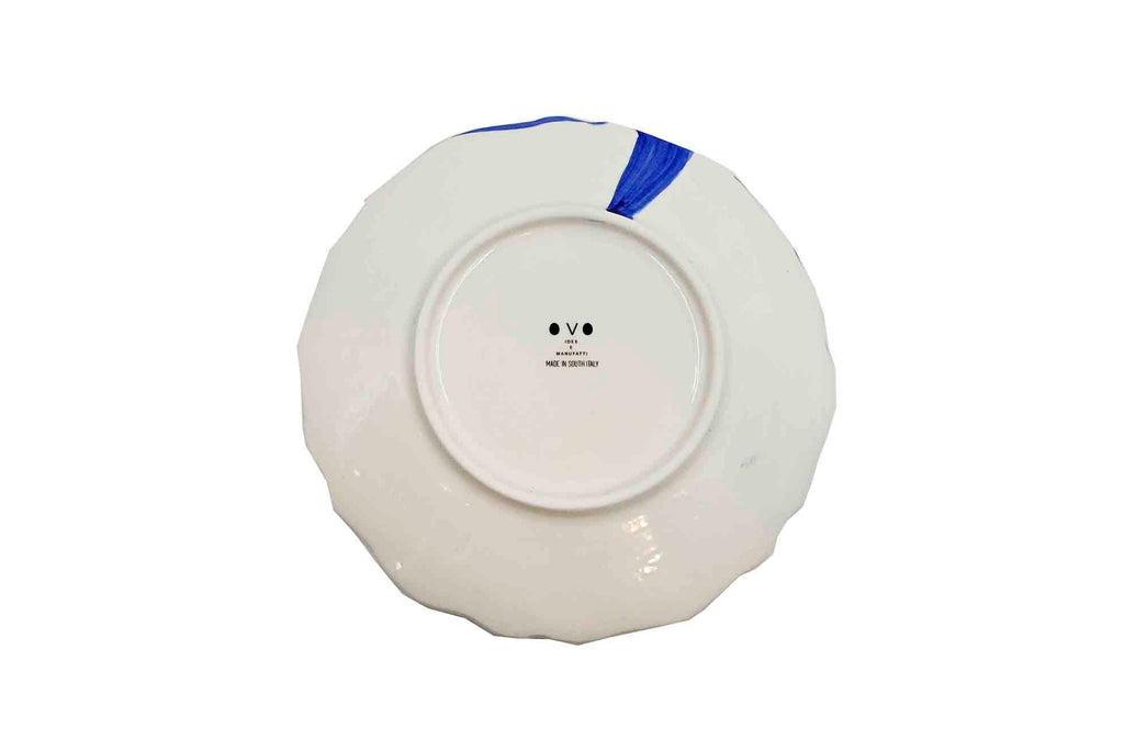 Piatto da Tavola "Sim" in Ceramica Pennellata | Ø 20cm - Blu Mediterraneo