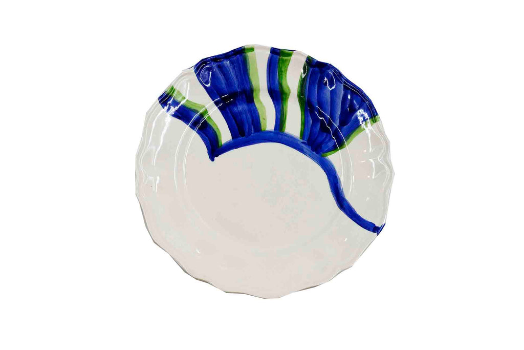 Piatto da Tavola "Sim" in Ceramica Pennellata | Ø 20cm - Blu Mediterraneo