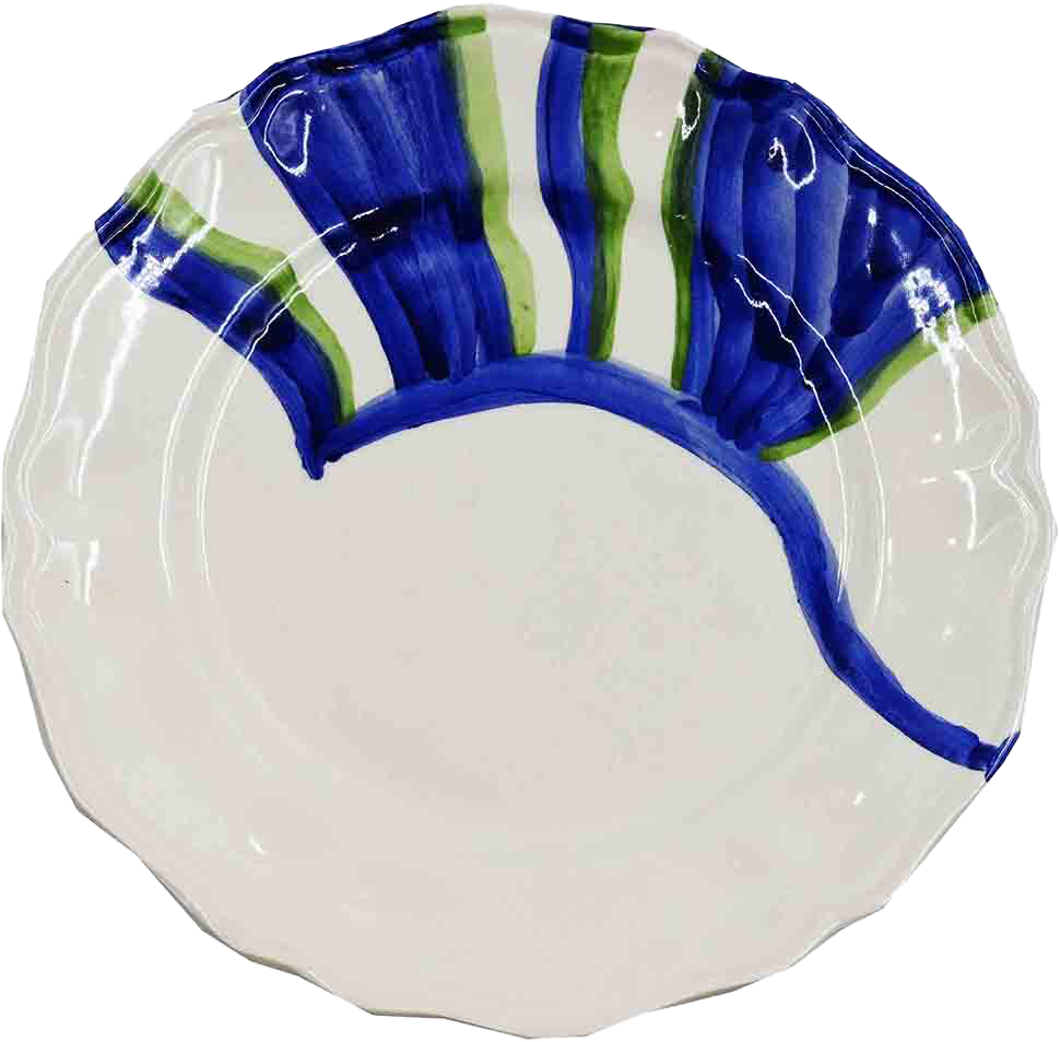 Piatto da Tavola "Sim" in Ceramica Pennellata | Ø 20cm - Blu Mediterraneo