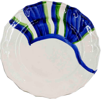 Piatto da Tavola "Sim" in Ceramica Pennellata | Ø 20cm - Blu Mediterraneo
