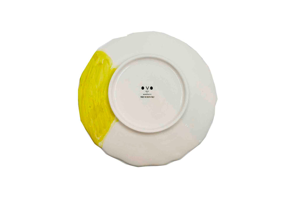 Piatto da Tavola "Sim" in Ceramica Pennellata | Ø 20cm - Limone Cobalto