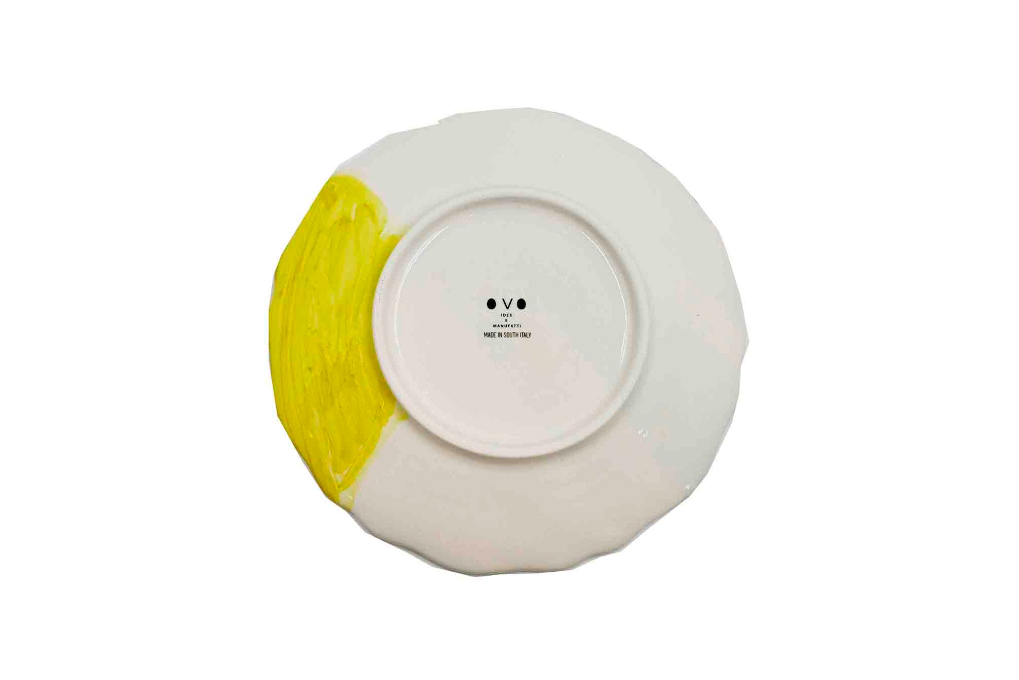 Piatto da Tavola "Sim" in Ceramica Pennellata | Ø 20cm - Limone Cobalto
