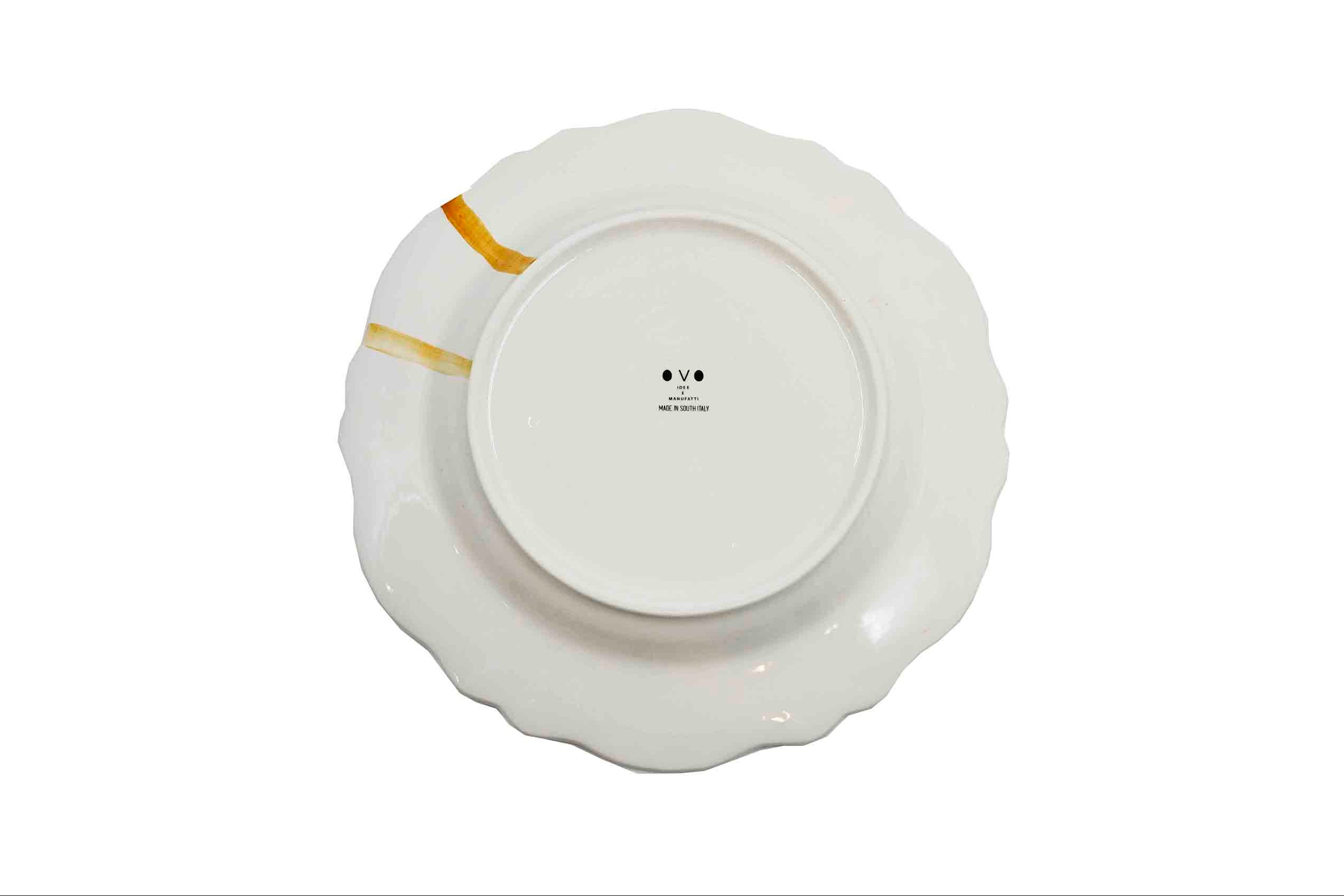 Piatto da Tavola "Sim" in Ceramica Pennellata | Ø 27cm - Arco Ambrato