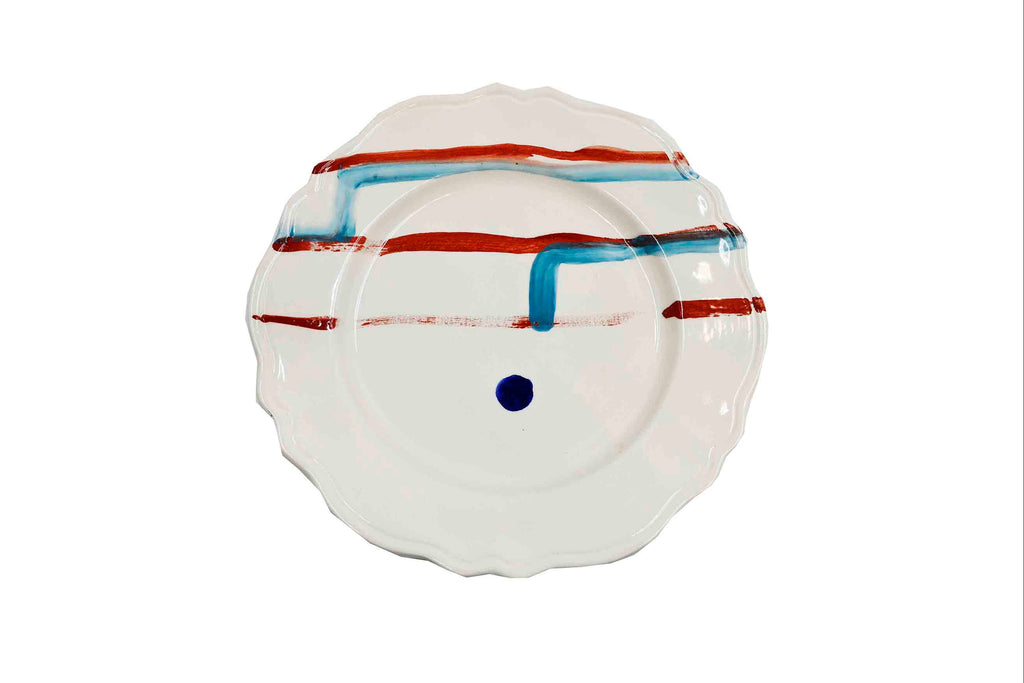 Piatto da Tavola "Sim" in Ceramica Pennellata | Ø 27cm - Linea Crepuscolare