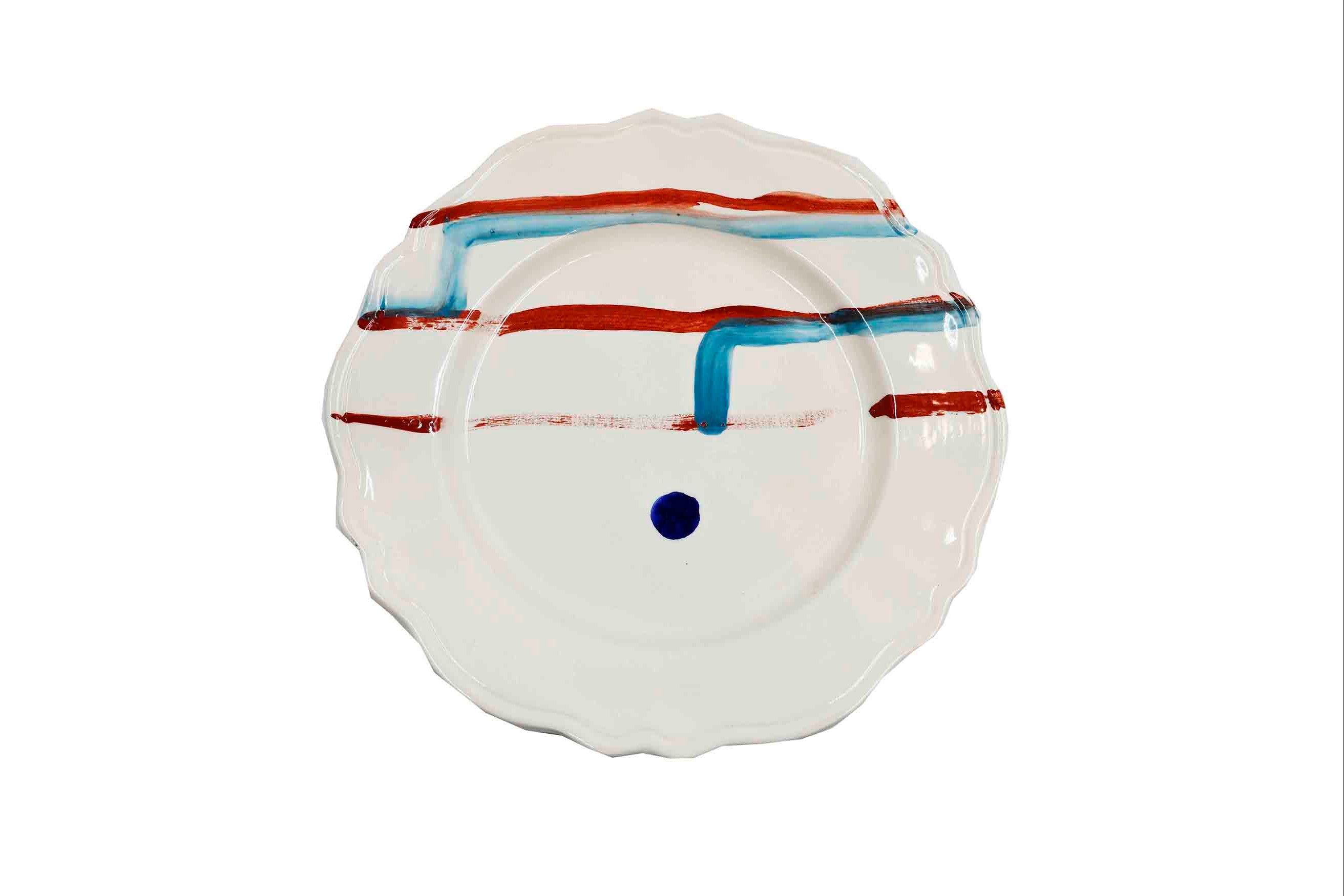 Piatto da Tavola "Sim" in Ceramica Pennellata | Ø 27cm - Linea Crepuscolare