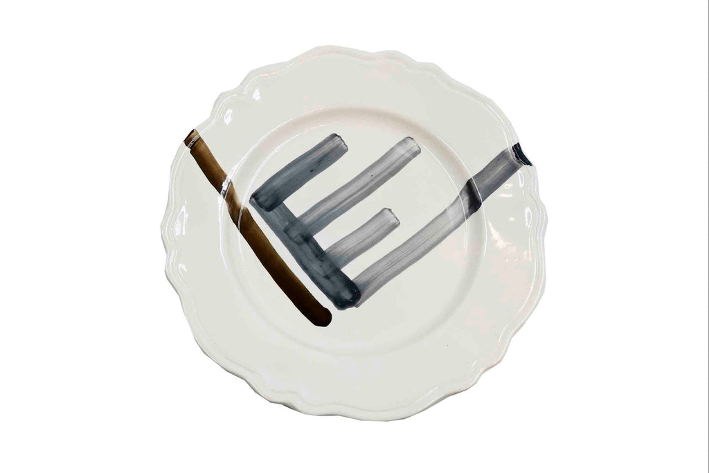 Piatto da Tavola "Sim" in Ceramica Pennellata | Ø 27cm - Tratto Fumo