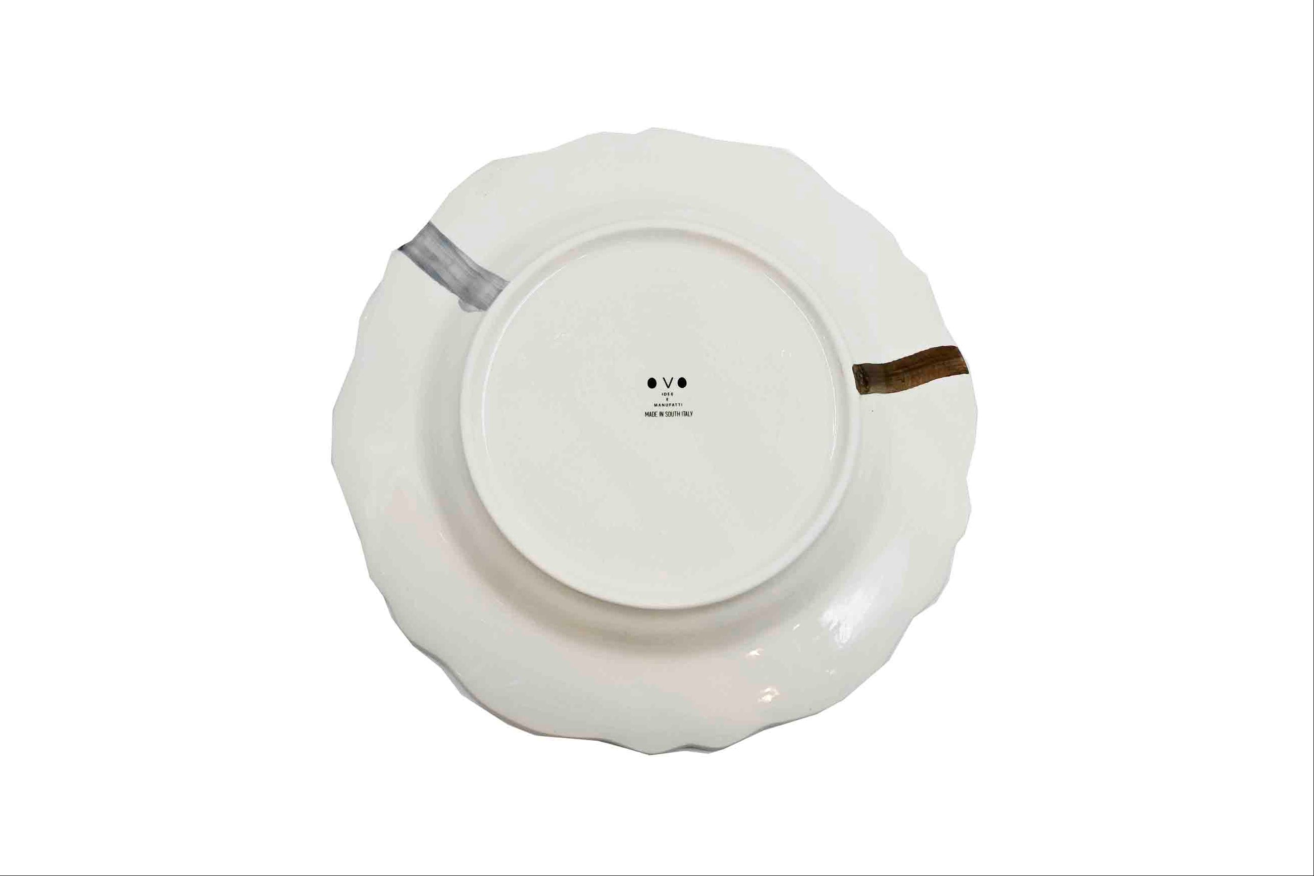 Piatto da Tavola "Sim" in Ceramica Pennellata | Ø 27cm - Tratto Fumo