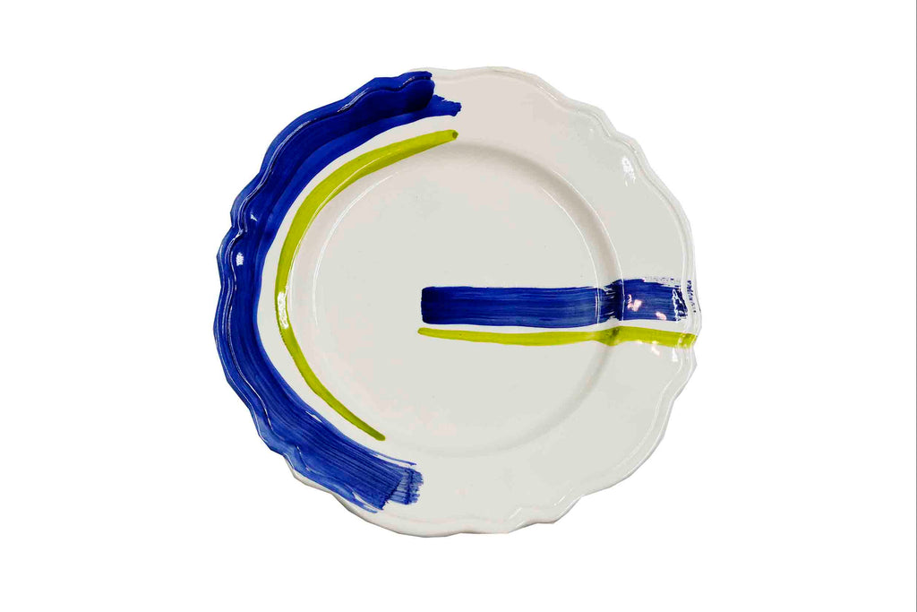 Piatto da Tavola "Sim" in Ceramica Pennellata | Ø 27cm - Arco Cobalto
