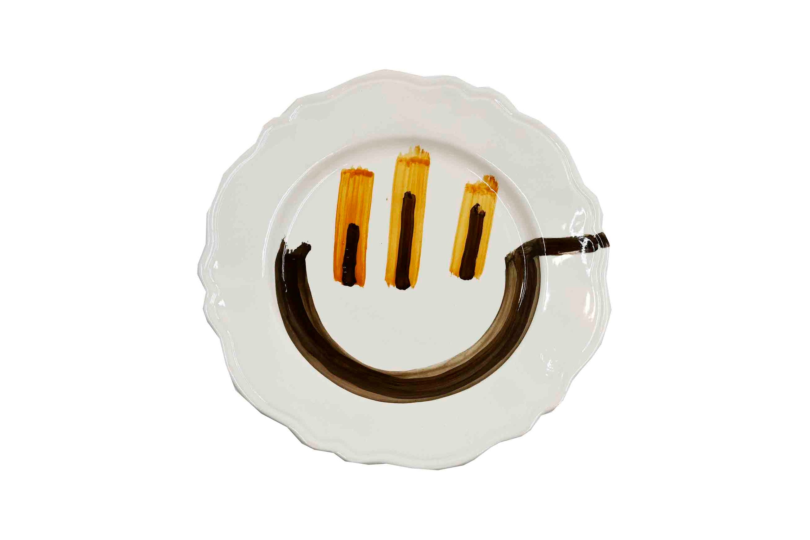 Piatto da Tavola "Sim" in Ceramica Pennellata | Ø 27cm - Terra Dorato