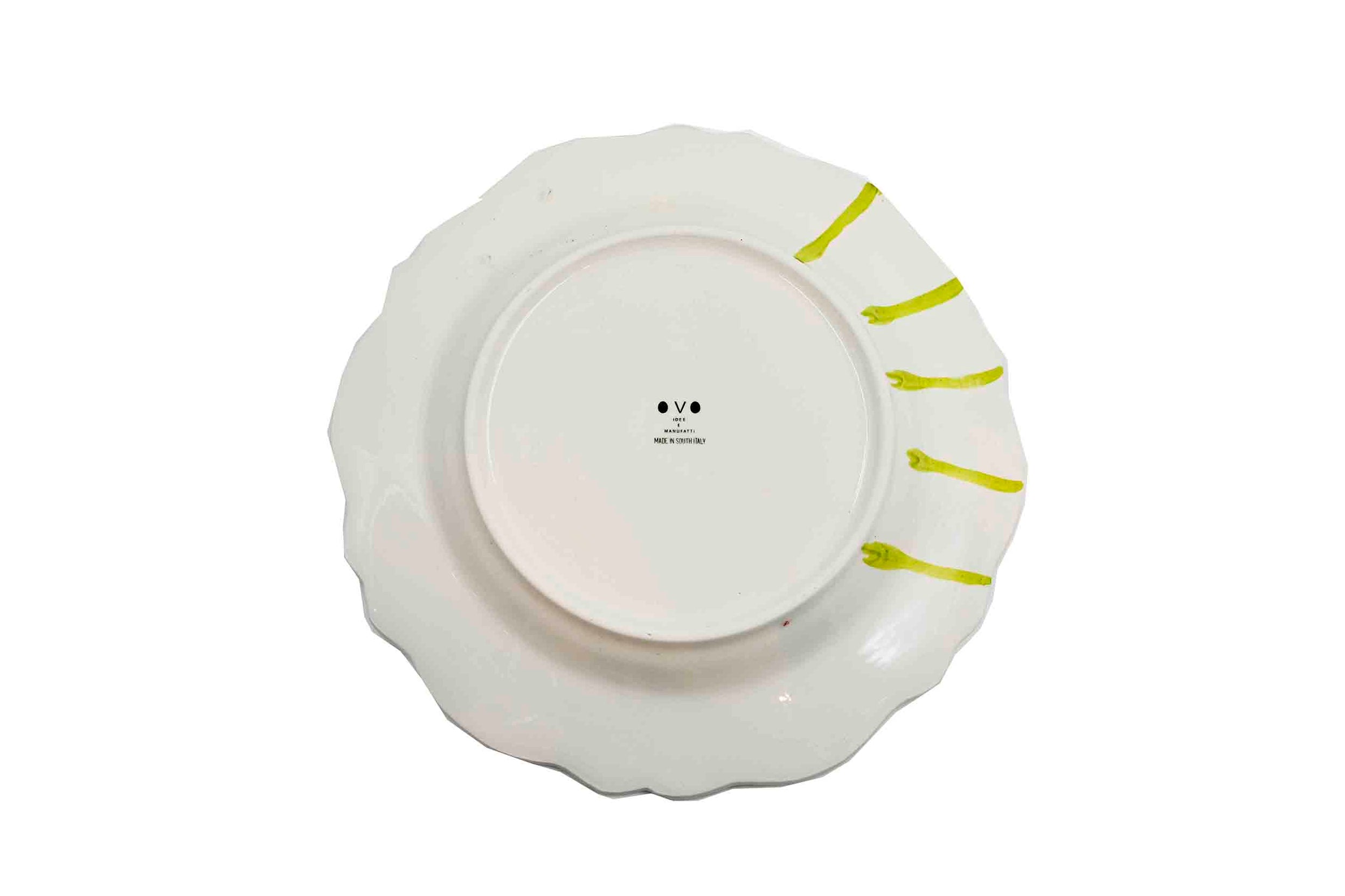 Piatto da Tavola "Sim" in Ceramica Pennellata | Ø 27cm - Strisce Ambrate