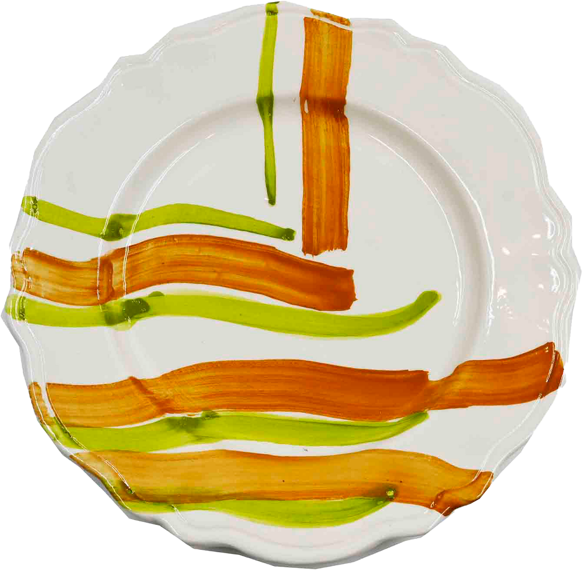 Piatto da Tavola "Sim" in Ceramica Pennellata | Ø 27cm - Strisce Ambrate