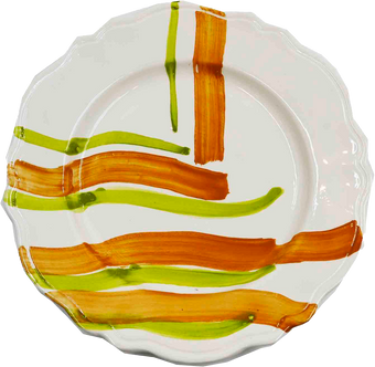 Piatto da Tavola "Sim" in Ceramica Pennellata | Ø 27cm - Strisce Ambrate