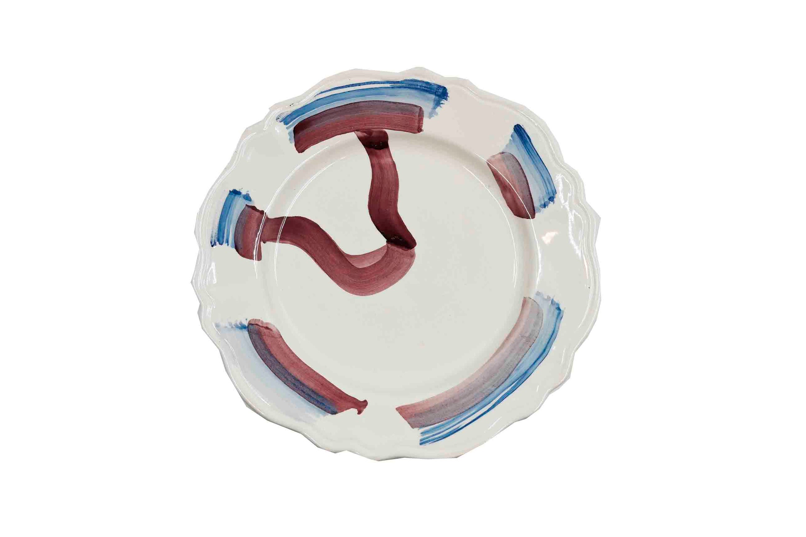Piatto da Tavola "Sim" in Ceramica Pennellata | Ø 27cm - Vortice Amarena