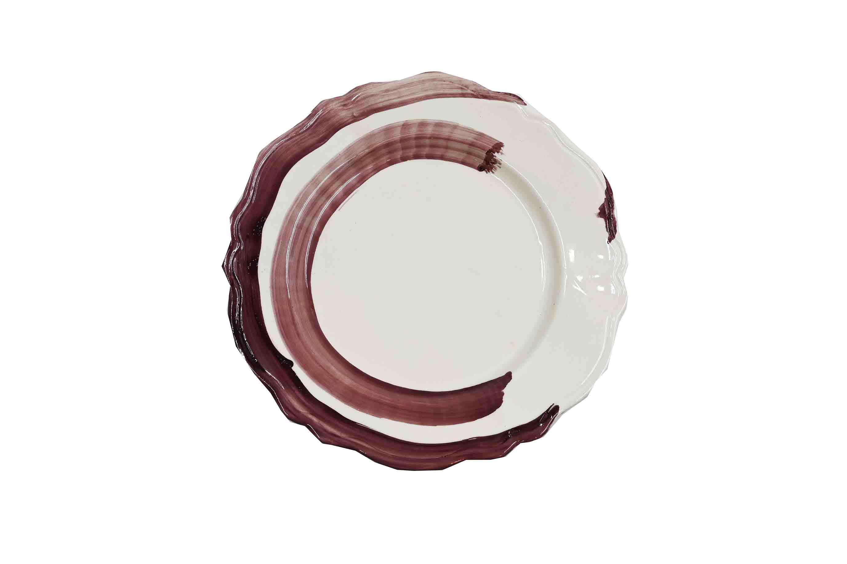 Piatto da Tavola "Sim" in Ceramica Pennellata | Ø 27cm - Semicerchio Amarena