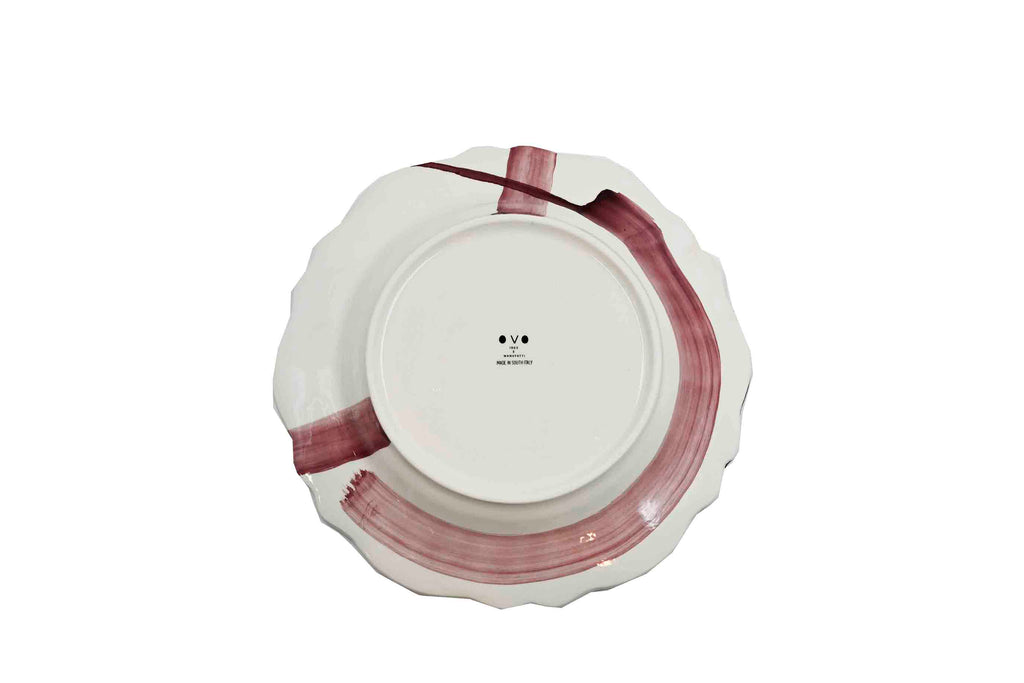 Piatto da Tavola "Sim" in Ceramica Pennellata | Ø 27cm - Semicerchio Amarena