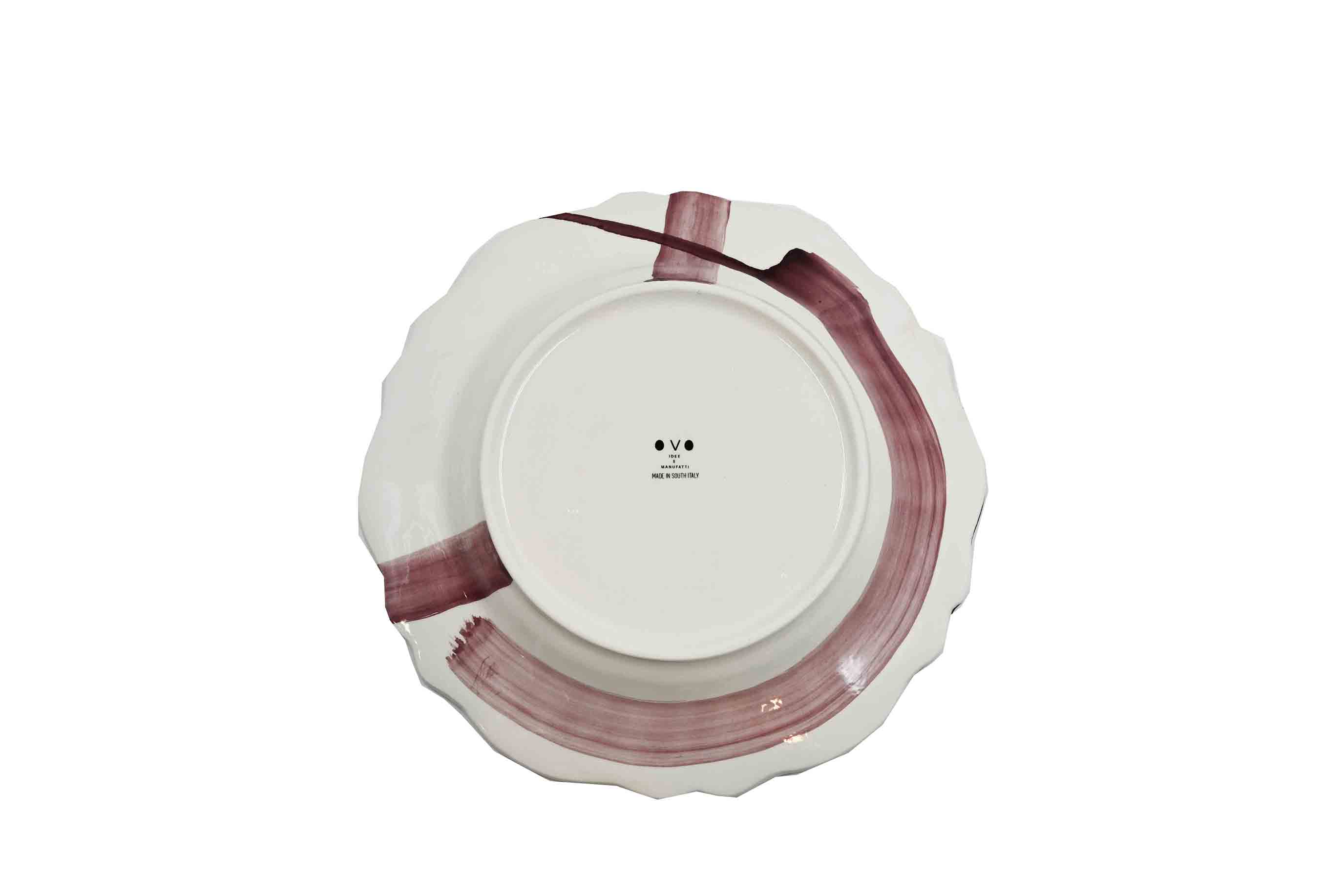 Piatto da Tavola "Sim" in Ceramica Pennellata | Ø 27cm - Semicerchio Amarena