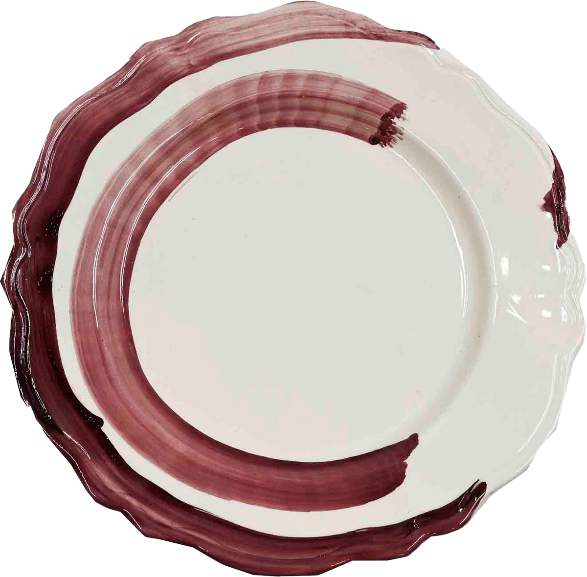 Piatto da Tavola "Sim" in Ceramica Pennellata | Ø 27cm - Semicerchio Amarena