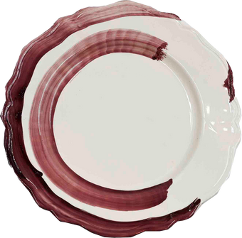 Piatto da Tavola "Sim" in Ceramica Pennellata | Ø 27cm - Semicerchio Amarena