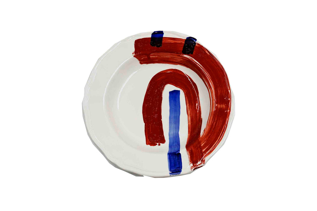 Piatto da Tavola "Sim" in Ceramica Pennellata | Ø 27cm - Portale Rosso