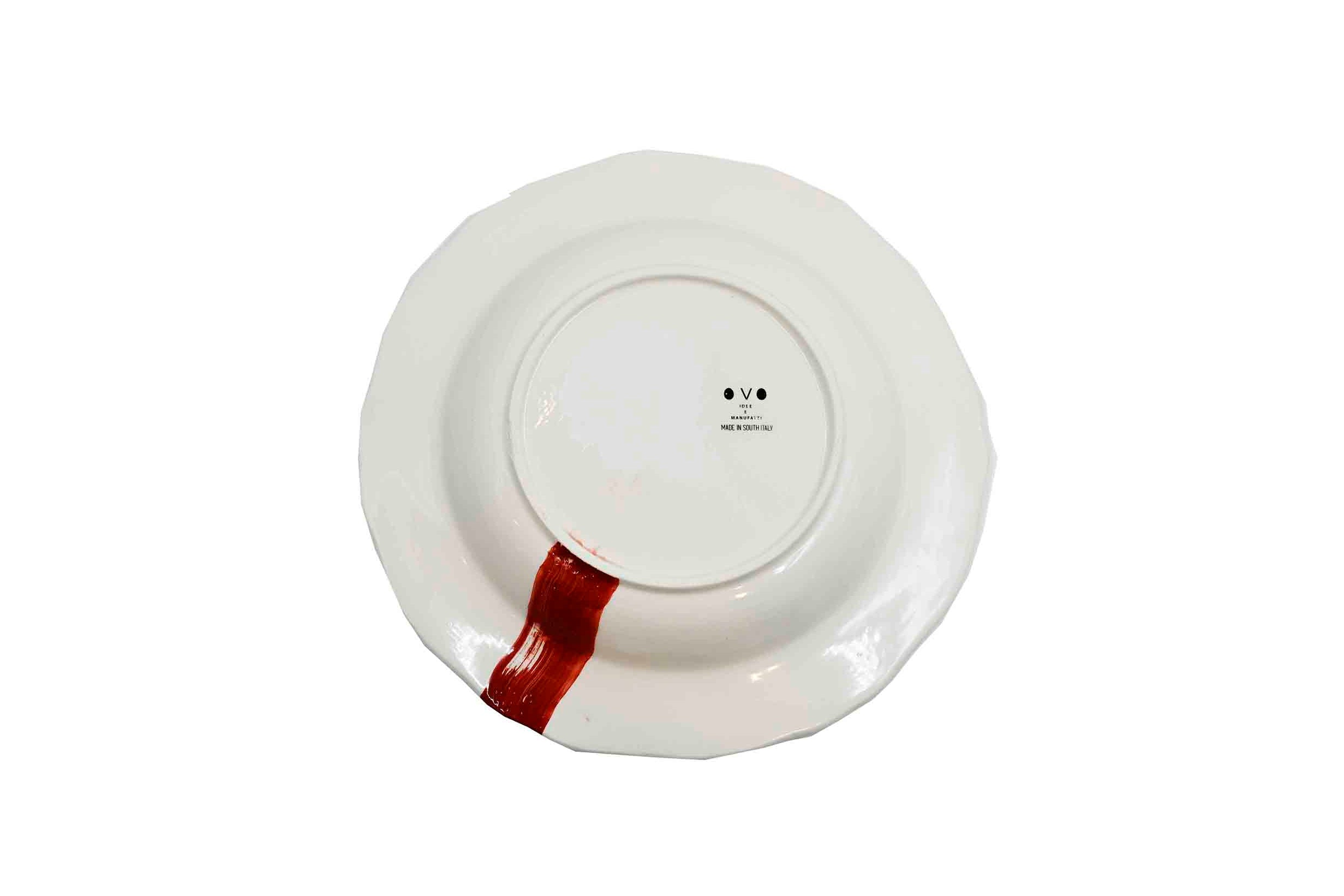 Piatto da Tavola "Sim" in Ceramica Pennellata | Ø 27cm - Portale Rosso