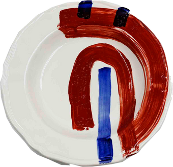 Piatto da Tavola "Sim" in Ceramica Pennellata | Ø 27cm - Portale Rosso