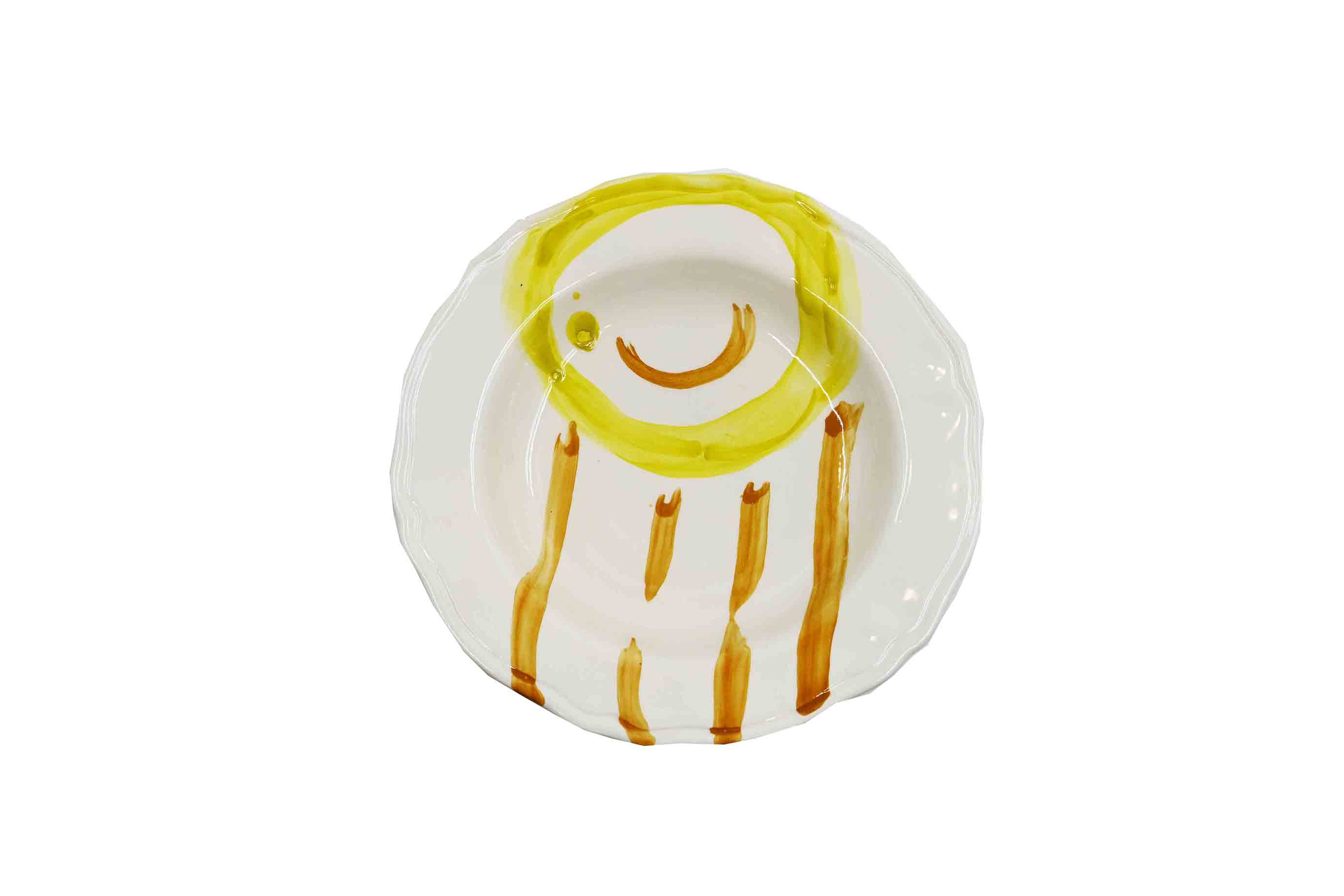 Piatto da Tavola "Sim" in Ceramica Pennellata | Ø 27cm - Pioggia Dorata