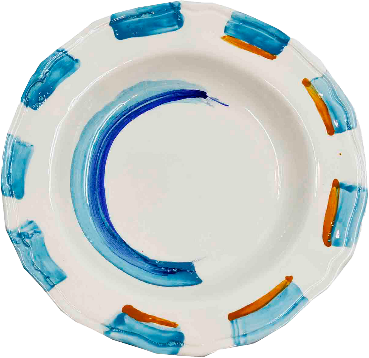 Piatto da Tavola "Sim" in Ceramica Pennellata | Ø 27cm - Azzurro Riviera