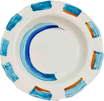 Piatto da Tavola "Sim" in Ceramica Pennellata | Ø 27cm - Azzurro Riviera