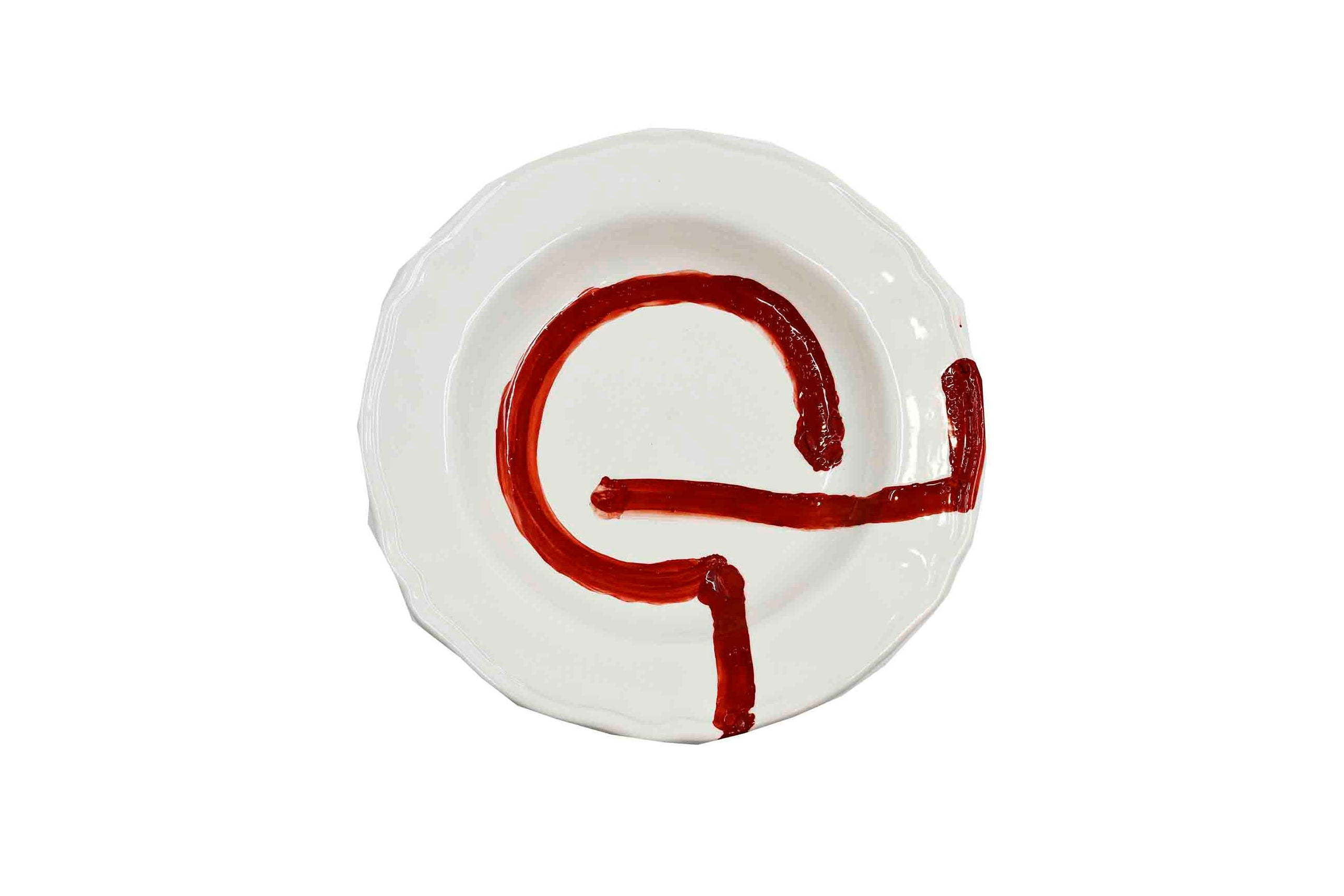 Piatto da Tavola "Sim" in Ceramica Pennellata | Ø 27cm - Corallo Vivo