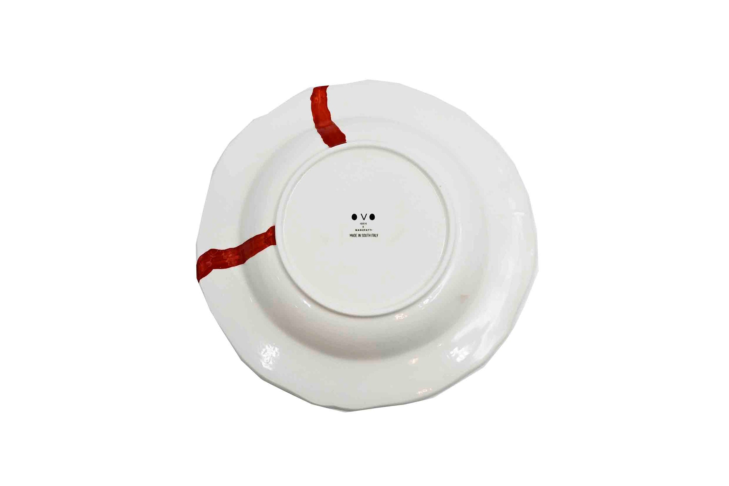 Piatto da Tavola "Sim" in Ceramica Pennellata | Ø 27cm - Corallo Vivo