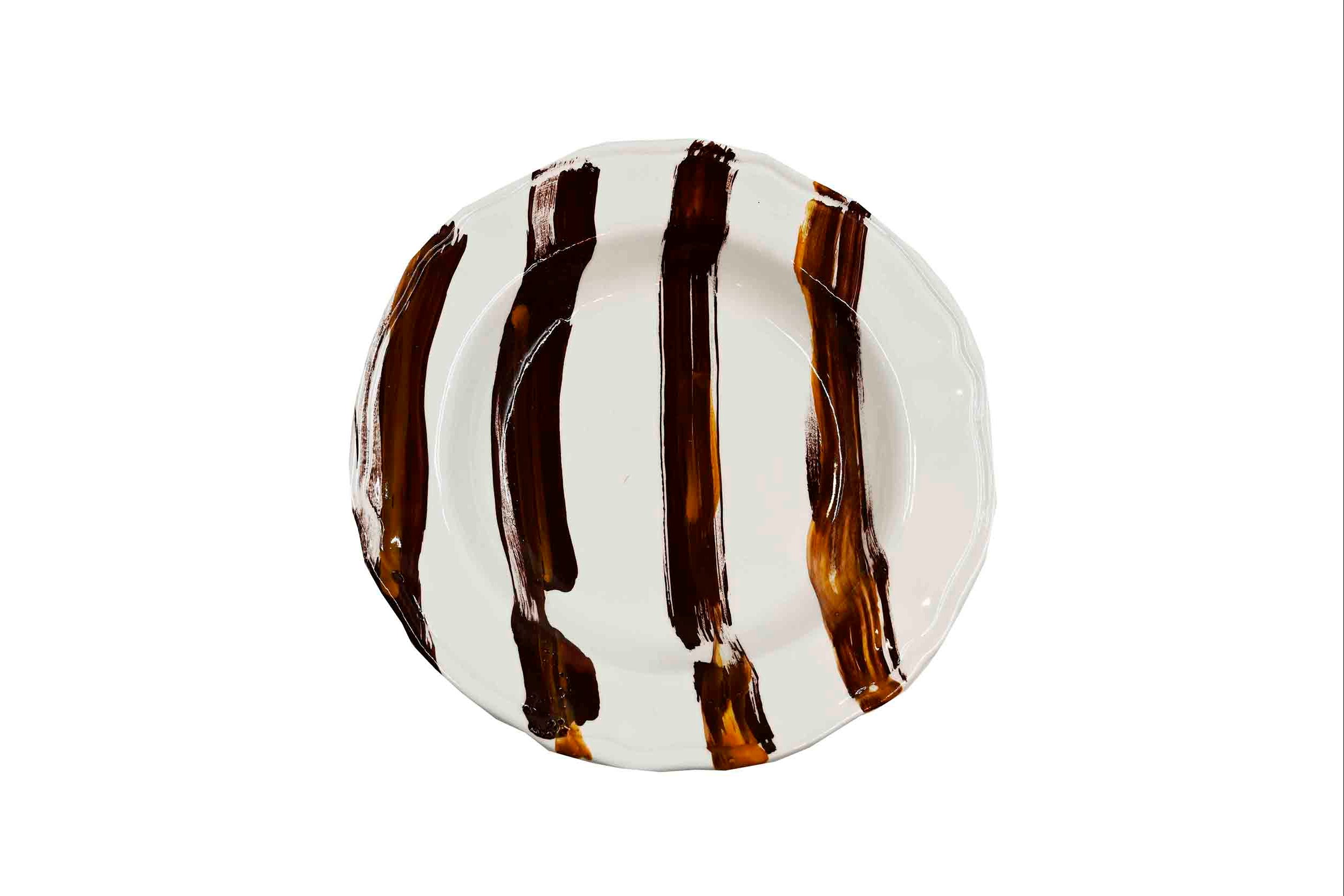 Piatto da Tavola "Sim" in Ceramica Pennellata | Ø 27cm - Corteccia