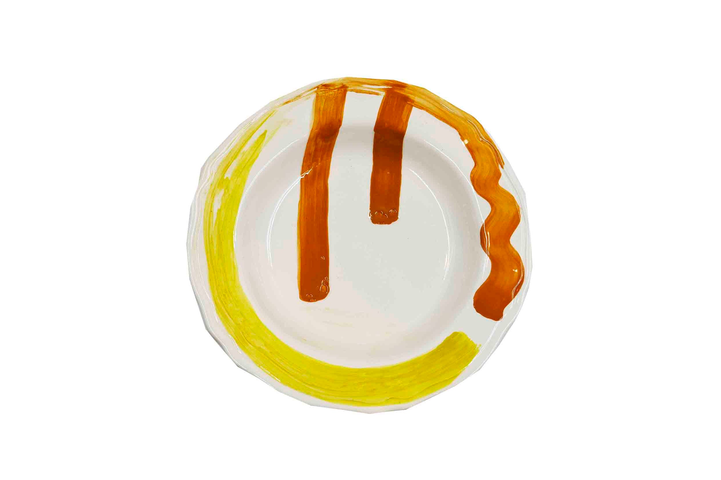 Piatto da Tavola "Sim" in Ceramica Pennellata | Ø 27cm - Sole Ambrato