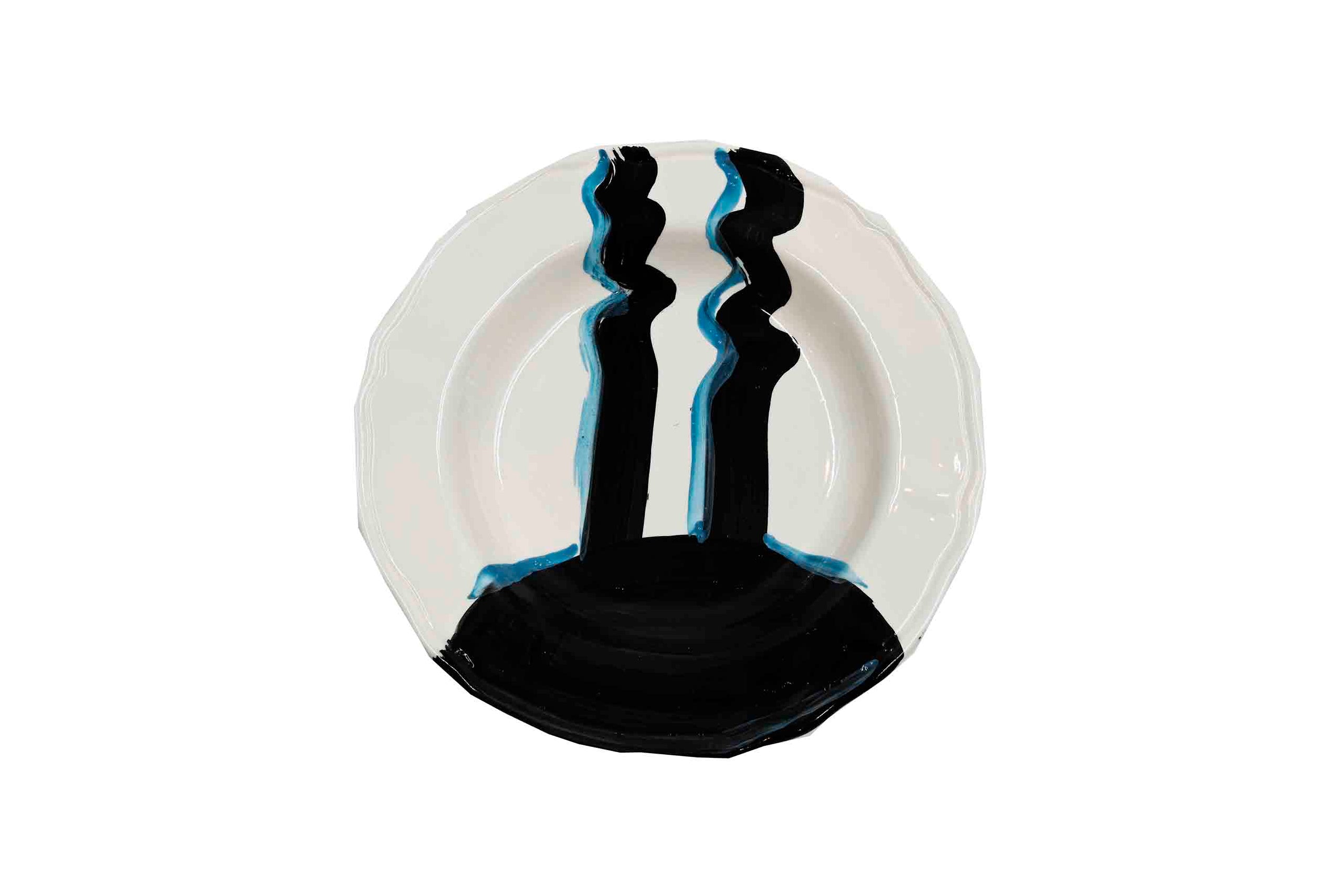 Piatto da Tavola "Sim" in Ceramica Pennellata | Ø 27cm - Ombre Turchesi