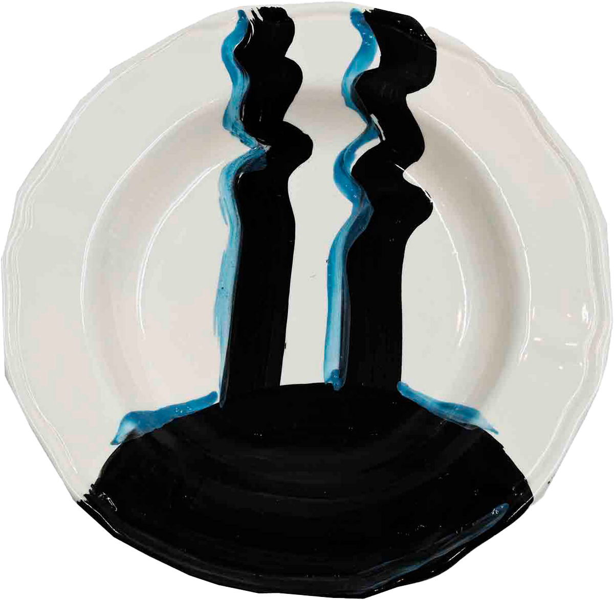 Piatto da Tavola "Sim" in Ceramica Pennellata | Ø 27cm - Ombre Turchesi