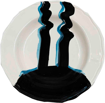 Piatto da Tavola "Sim" in Ceramica Pennellata | Ø 27cm - Ombre Turchesi