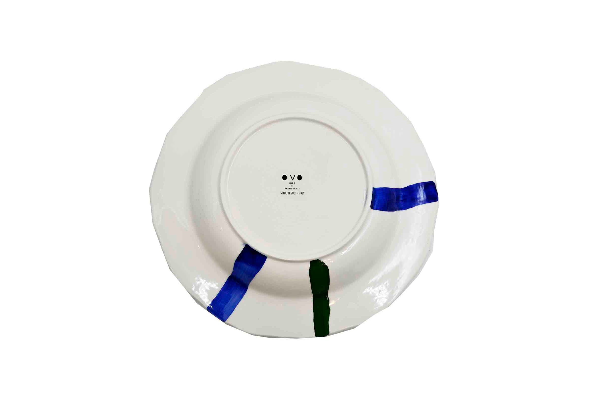 Piatto da Tavola "Sim" in Ceramica Pennellata | Ø 27cm - Blu Lime