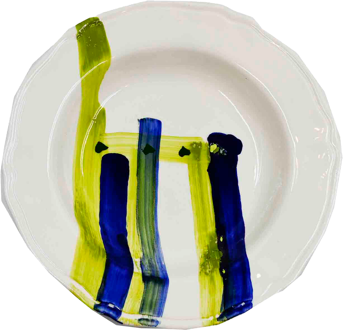 Piatto da Tavola "Sim" in Ceramica Pennellata | Ø 27cm - Blu Lime