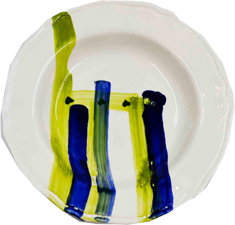 Piatto da Tavola "Sim" in Ceramica Pennellata | Ø 27cm - Blu Lime