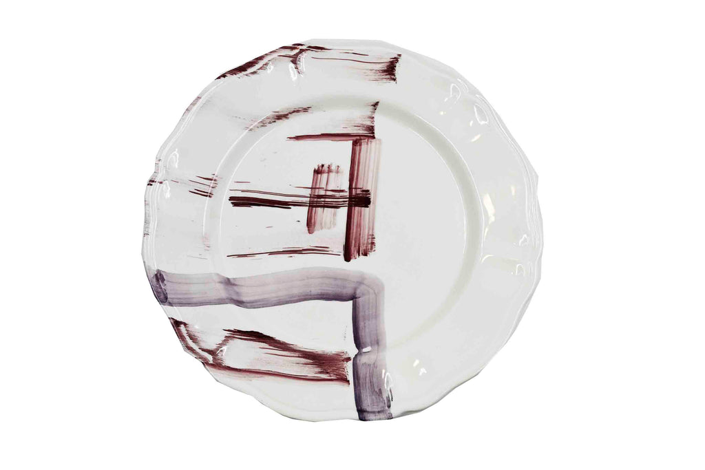 Piatto da Tavola "Sim" in Ceramica Pennellata | Ø 32cm - Traccia Vinaccia