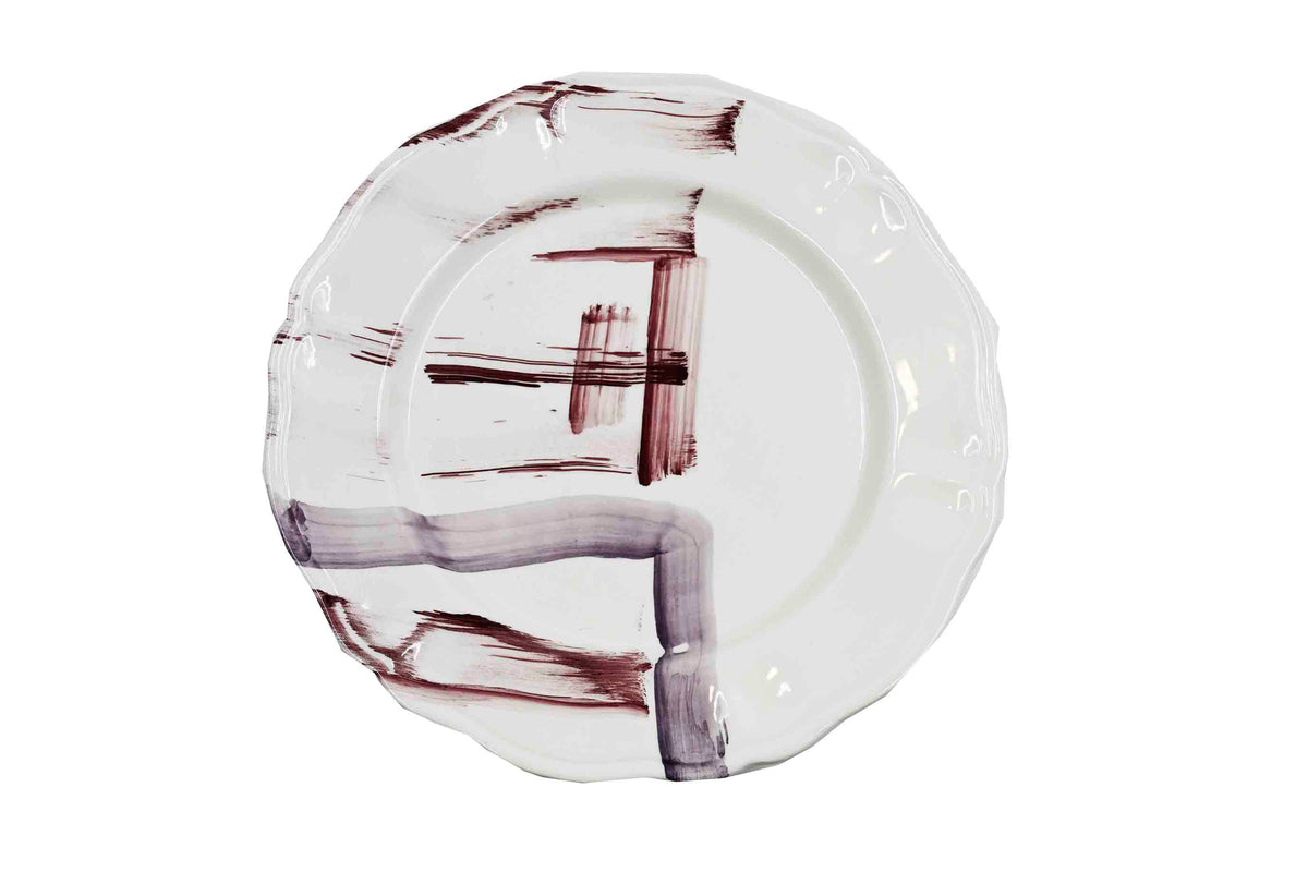 Piatto da Tavola "Sim" in Ceramica Pennellata | Ø 32cm - Traccia Vinaccia
