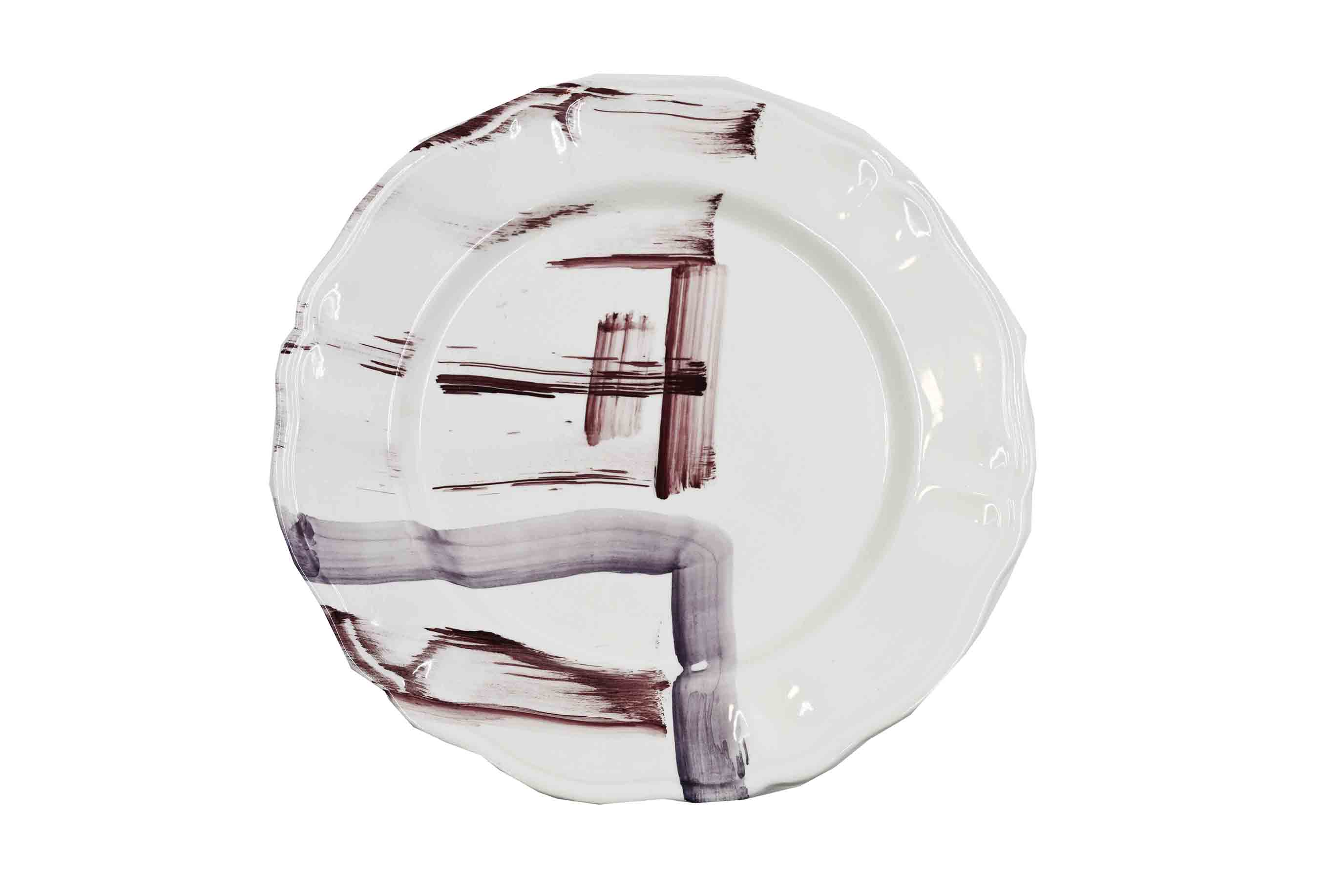 Piatto da Tavola "Sim" in Ceramica Pennellata | Ø 32cm - Traccia Vinaccia