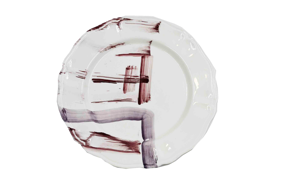 Piatto da Tavola "Sim" in Ceramica Pennellata | Ø 32cm - Traccia Vinaccia