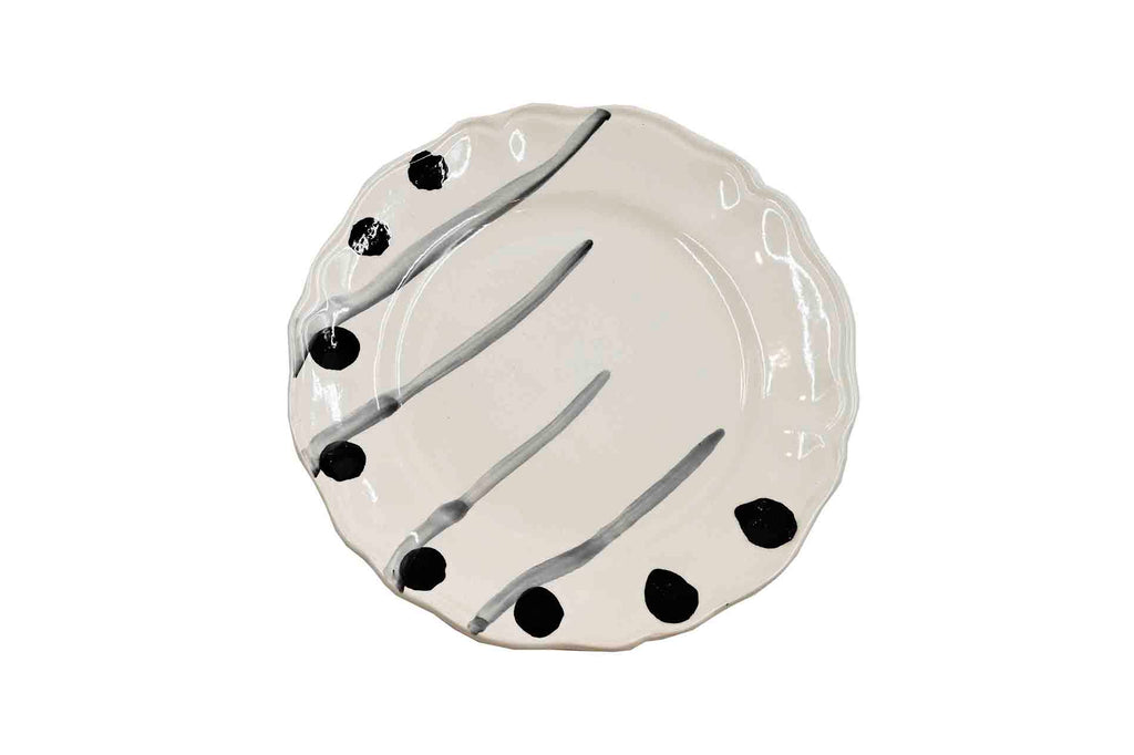 Piatto da Tavola "Sim" in Ceramica Pennellata | Ø 20cm - Grafite