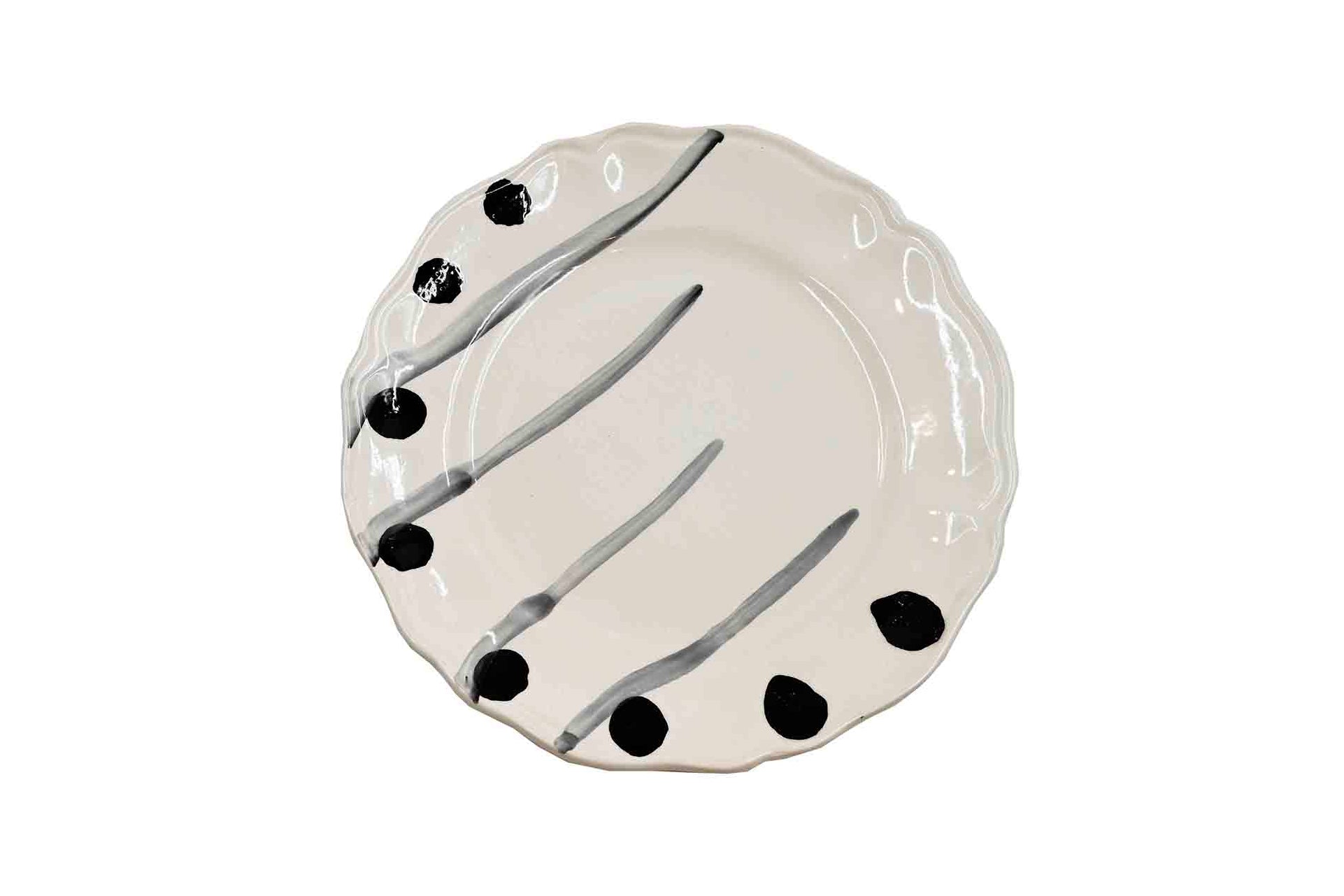 Piatto da Tavola "Sim" in Ceramica Pennellata | Ø 20cm - Grafite