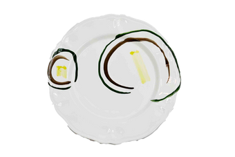 Piatto da Tavola "Sim" in Ceramica Pennellata | Ø 32cm - Orbite Bosco