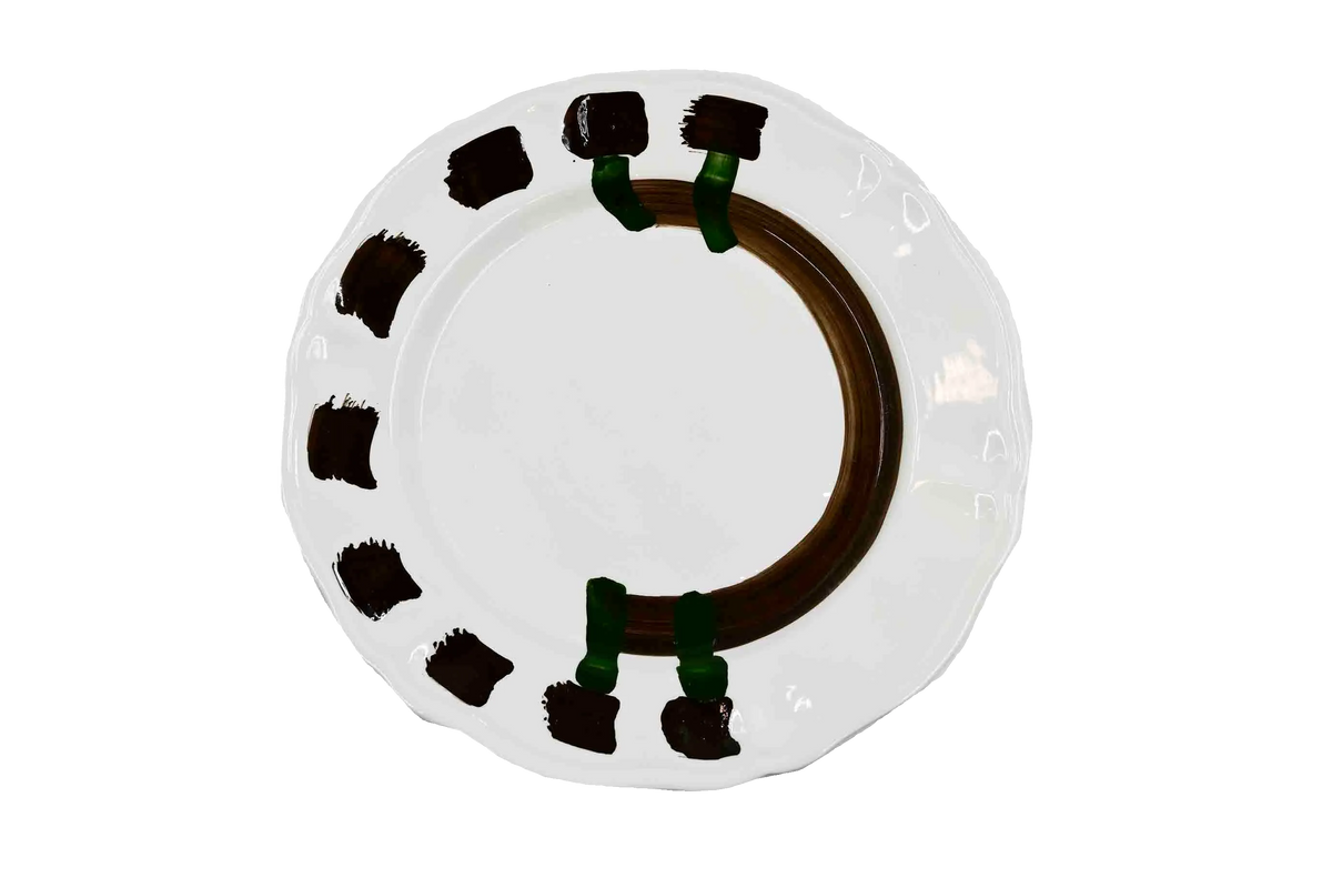 Piatto da Tavola "Sim" in Ceramica Pennellata | Ø 32cm - Complesso Boschivo