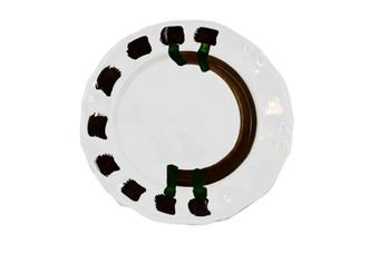 Piatto da Tavola "Sim" in Ceramica Pennellata | Ø 32cm - Complesso Boschivo
